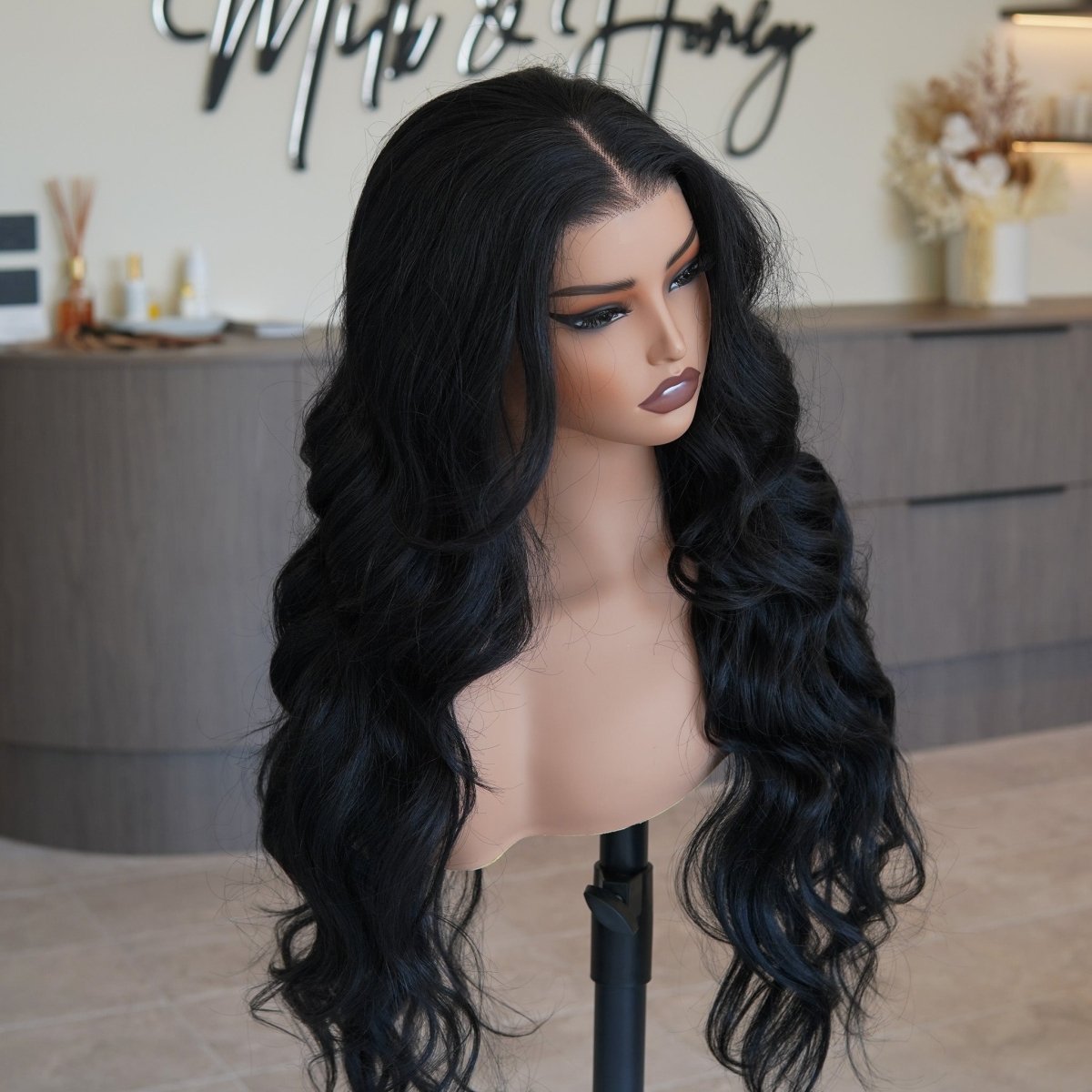 ROBBIE Natural Black 13x4 Lace Front Wig - Milk &amp; Honey Wigs