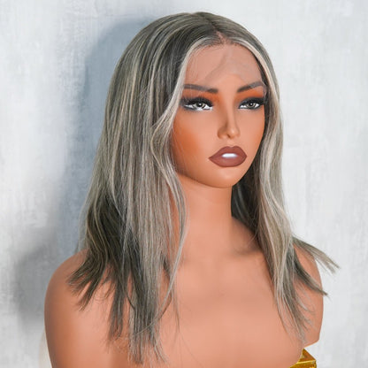 ROE salt and pepper human hair lace front wig | Milk &amp; Honey Wigs