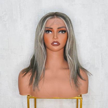 ROE salt and pepper human hair lace front wig | Milk &amp; Honey Wigs