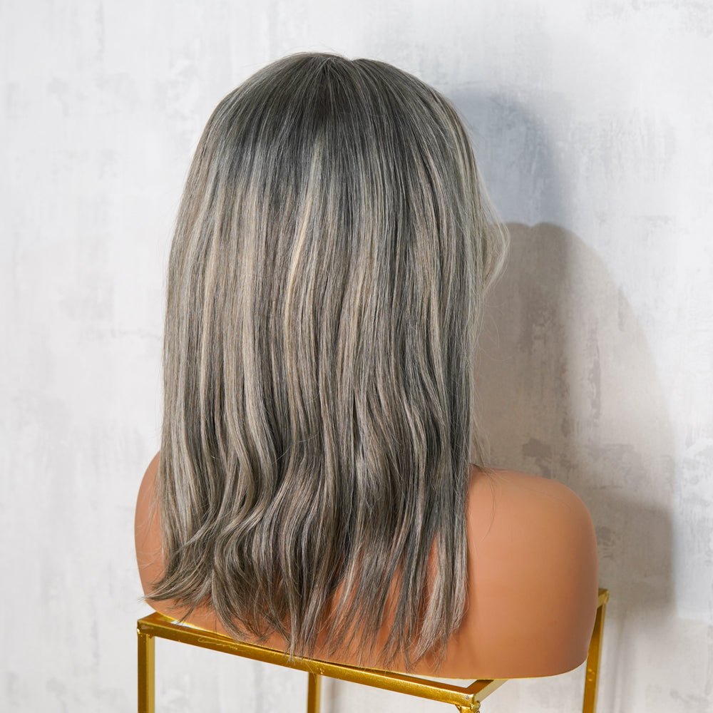 ROE salt and pepper human hair lace front wig | Milk &amp; Honey Wigs