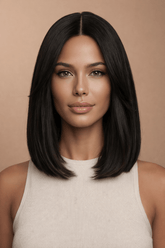 SABRINA - Black - Lace Front Wig | Black, 14 Inch, T-Part Lace Front, Synthetic Hair | Milk & Honey Wigs