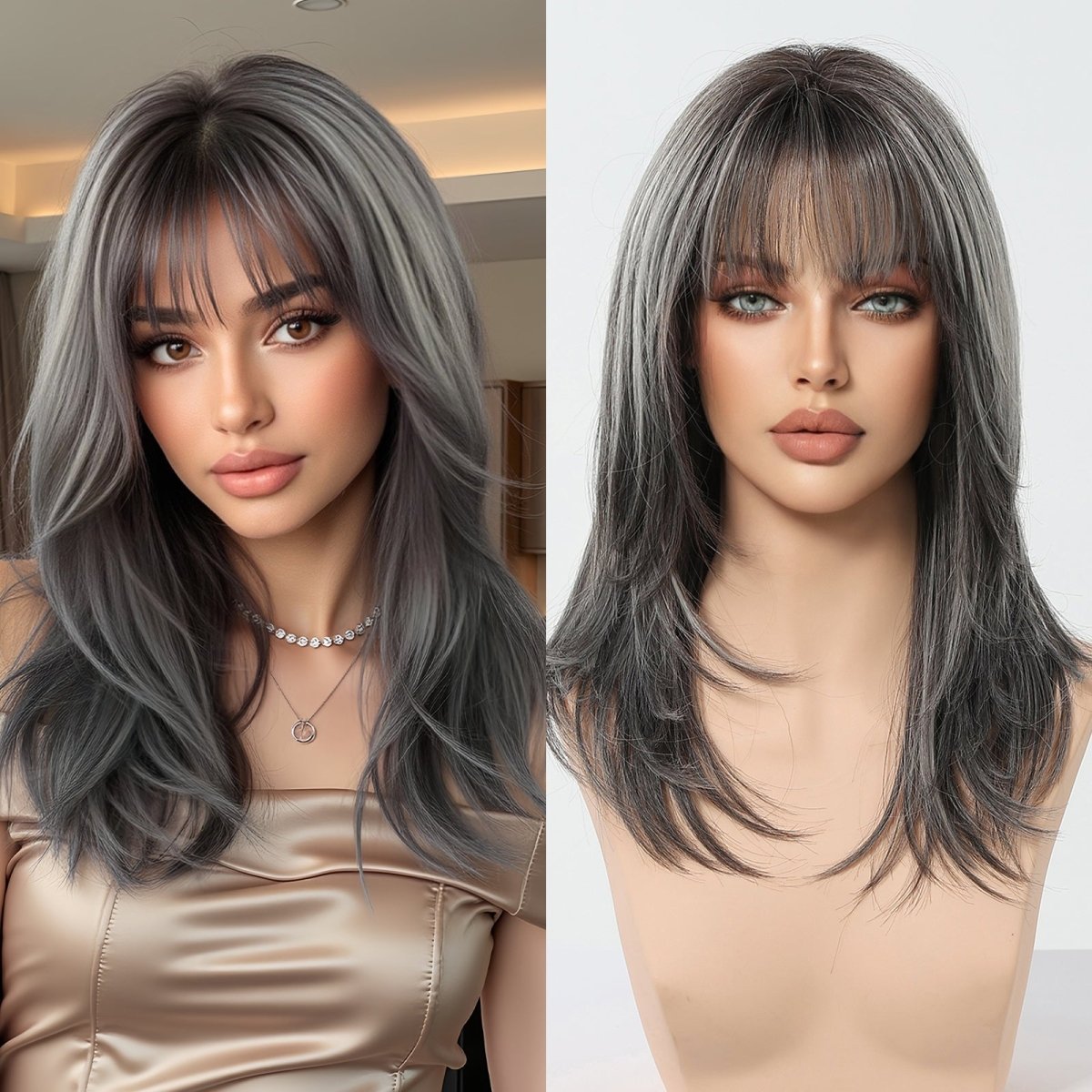 Salt and Pepper Layered Wig - MARKETPLACE - Milk &amp; Honey Wigs