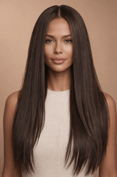 SAMIRA - Brown - Lace Front Wig | Brown, 26 Inch, T-Part Lace Front, Synthetic Hair | Milk & Honey Wigs
