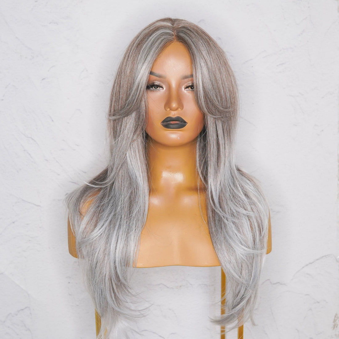 SELENE Ash Grey ( Salt &amp; Pepper ) Lace Front Wig - Milk &amp; Honey Wigs