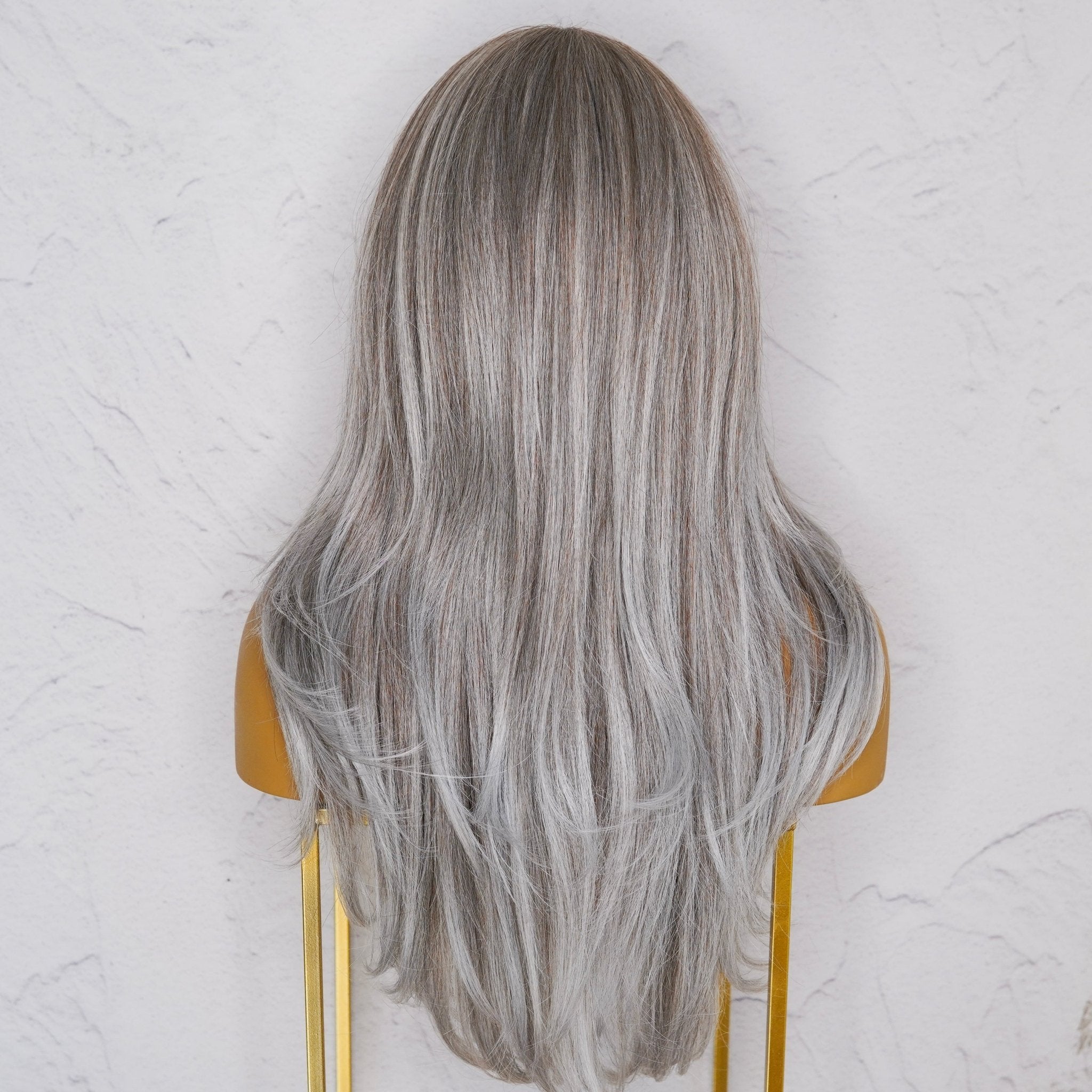 SELENE Ash Grey ( Salt &amp; Pepper ) Lace Front Wig - Milk &amp; Honey Wigs