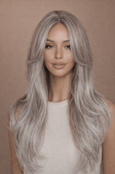 SELENE - Ash Grey ( Salt & Pepper ) - Lace Front Wig - Milk & Honey Wigs