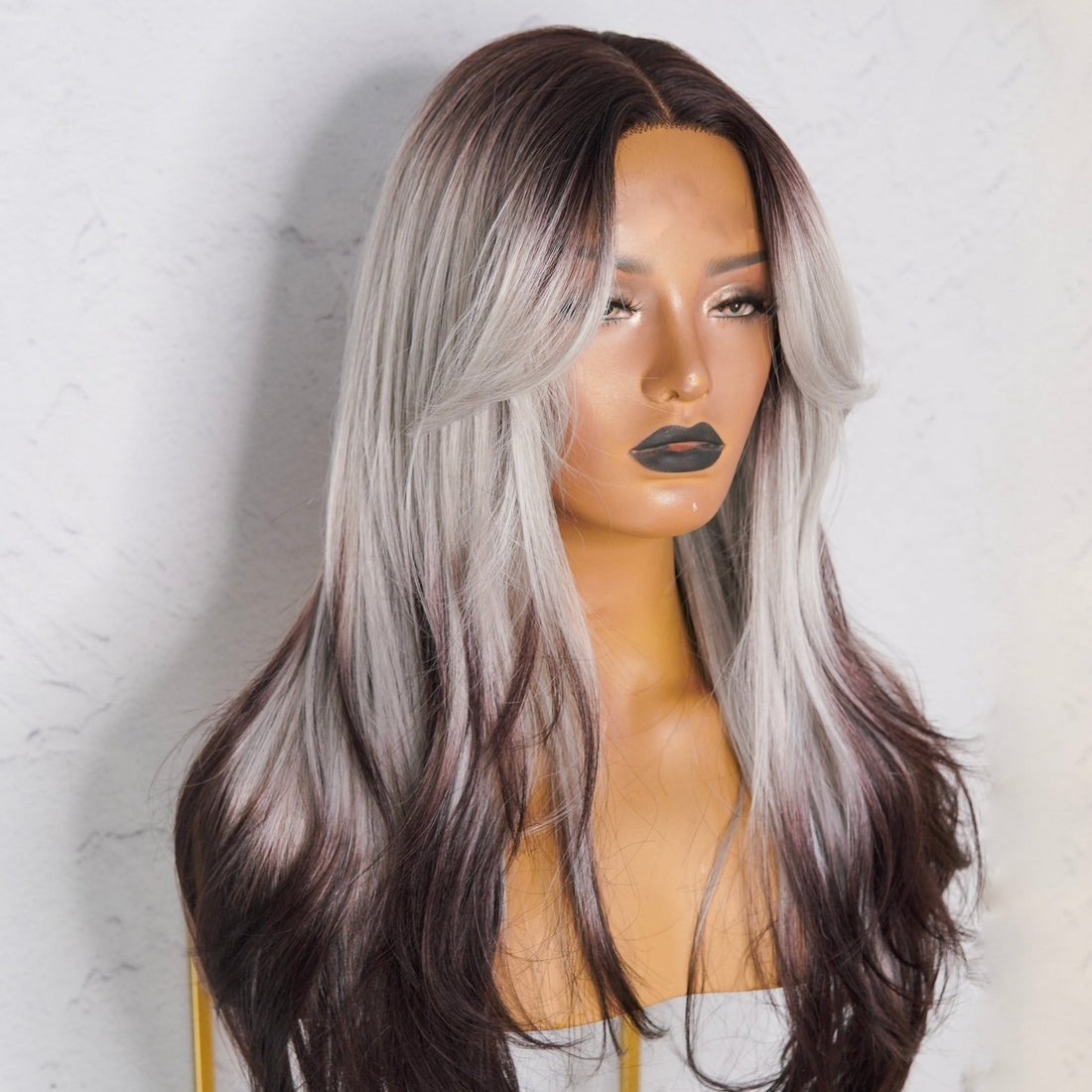 SELENE Grey Black Ombre Lace Front Wig - Milk &amp; Honey Wigs