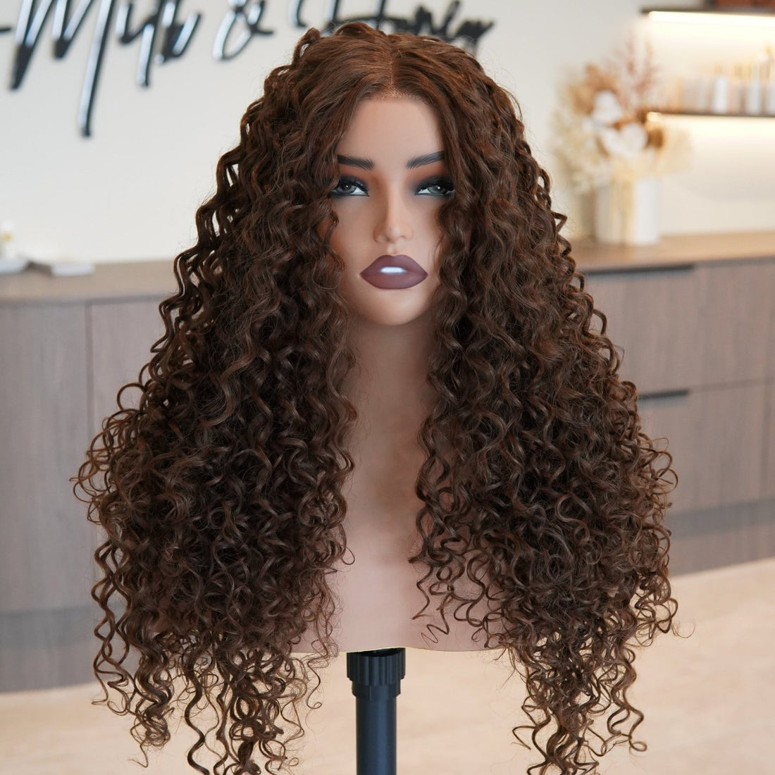 SHIRLEY Medium Brown Curl Lace Front Wig - Milk &amp; Honey Wigs