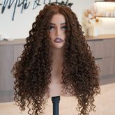 SHIRLEY Medium Brown Curl Lace Front Wig - Milk & Honey Wigs
