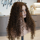 SHIRLEY Medium Brown Curl Lace Front Wig - Milk & Honey Wigs