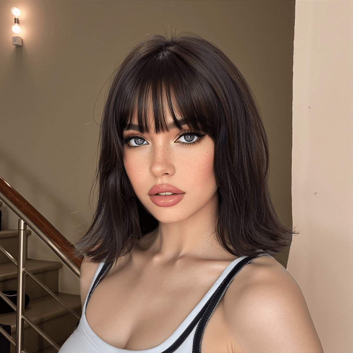 Short Dark Brown Bob Wispy Fringe Wig - MARKETPLACE - Milk &amp; Honey Wigs