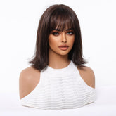 Short Dark Brown Bob Wispy Fringe Wig - MARKETPLACE - Milk & Honey Wigs