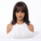 Short Dark Brown Bob Wispy Fringe Wig - MARKETPLACE - Milk & Honey Wigs