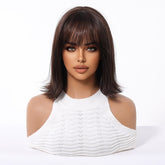Short Dark Brown Bob Wispy Fringe Wig - MARKETPLACE - Milk & Honey Wigs
