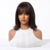 Short Dark Brown Bob Wispy Fringe Wig - MARKETPLACE - Milk & Honey Wigs