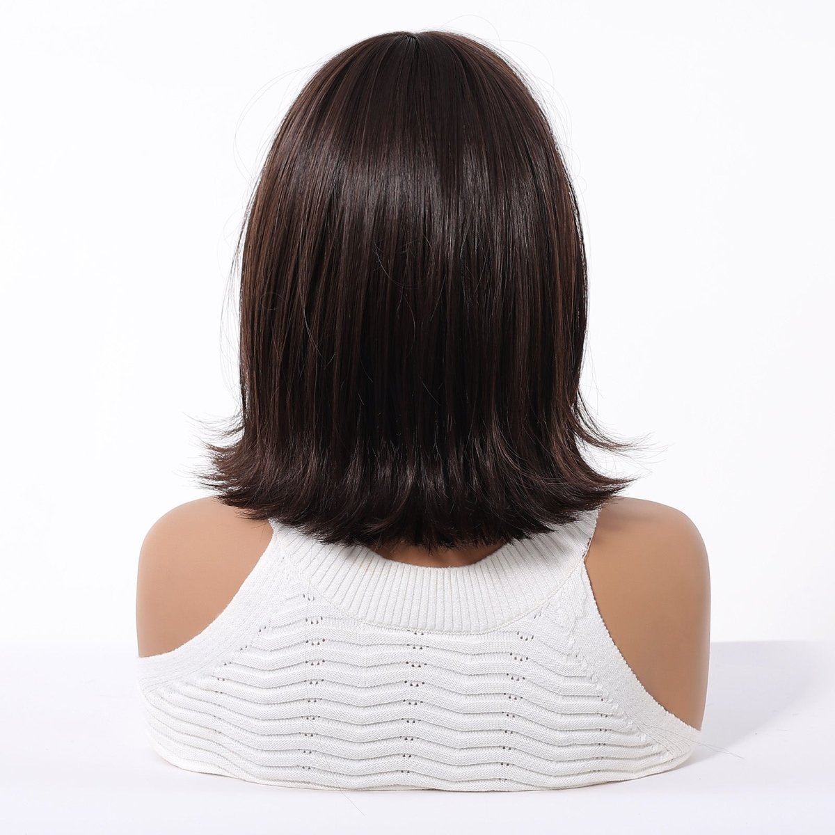 Short Dark Brown Bob Wispy Fringe Wig - MARKETPLACE - Milk & Honey Wigs