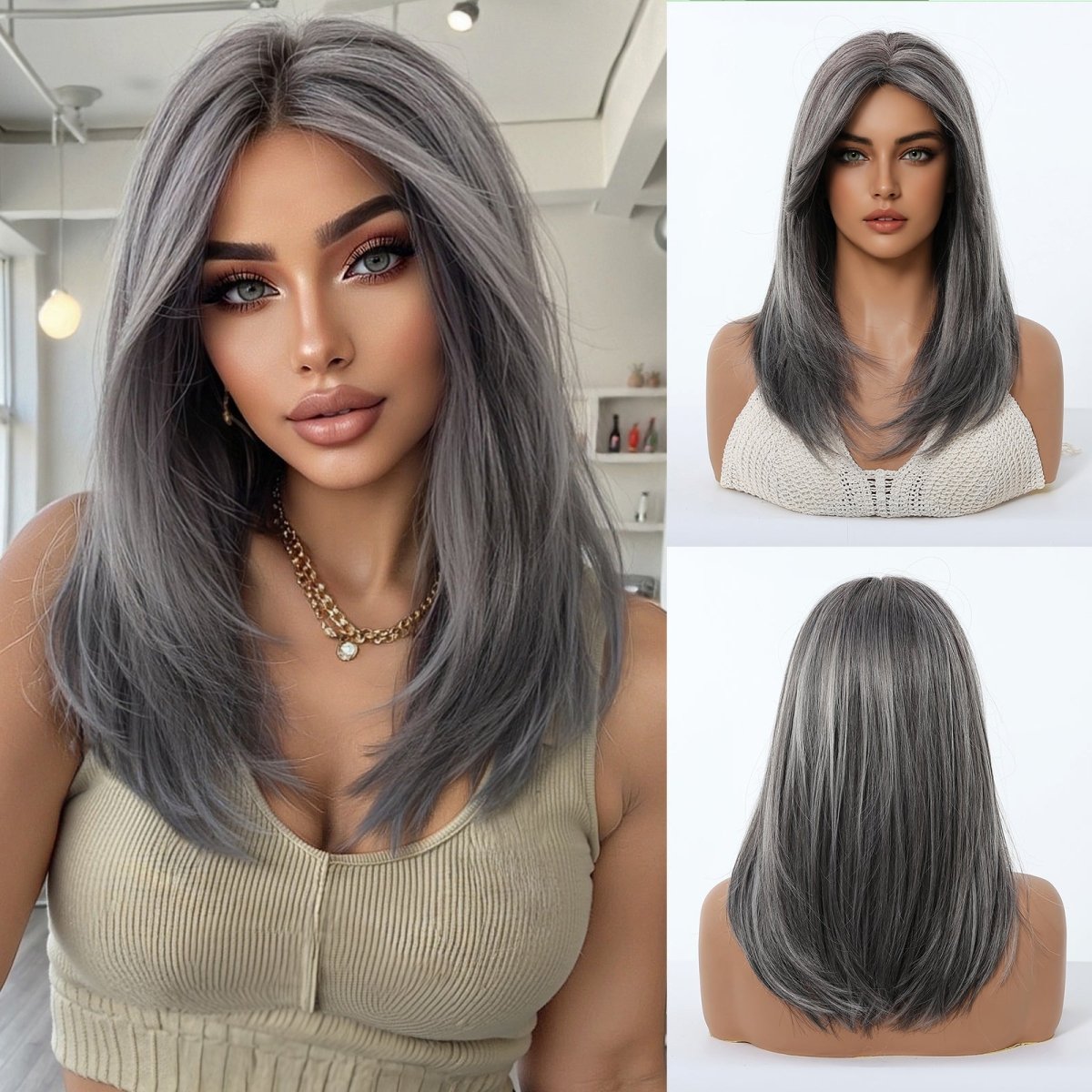 Silver Grey Layered Wig - MARKETPLACE - Milk &amp; Honey Wigs