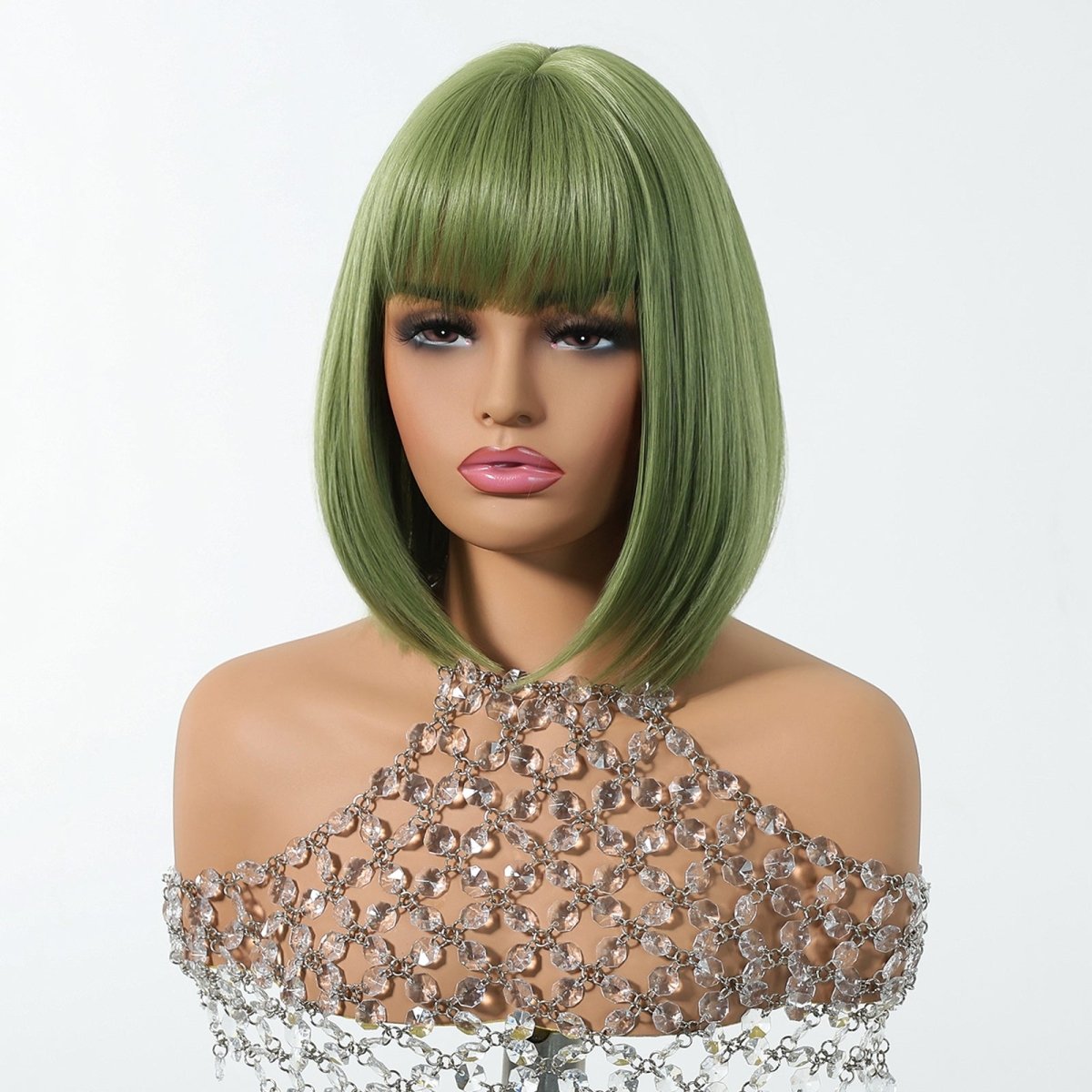 Sleek Olive Green Bob Wig - MARKETPLACE - Milk &amp; Honey Wigs
