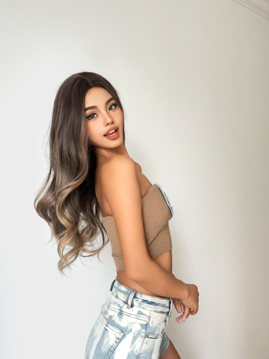 Soft Brown with Ash Blonde Highlights Wig - MARKETPLACE - Milk &amp; Honey Wigs