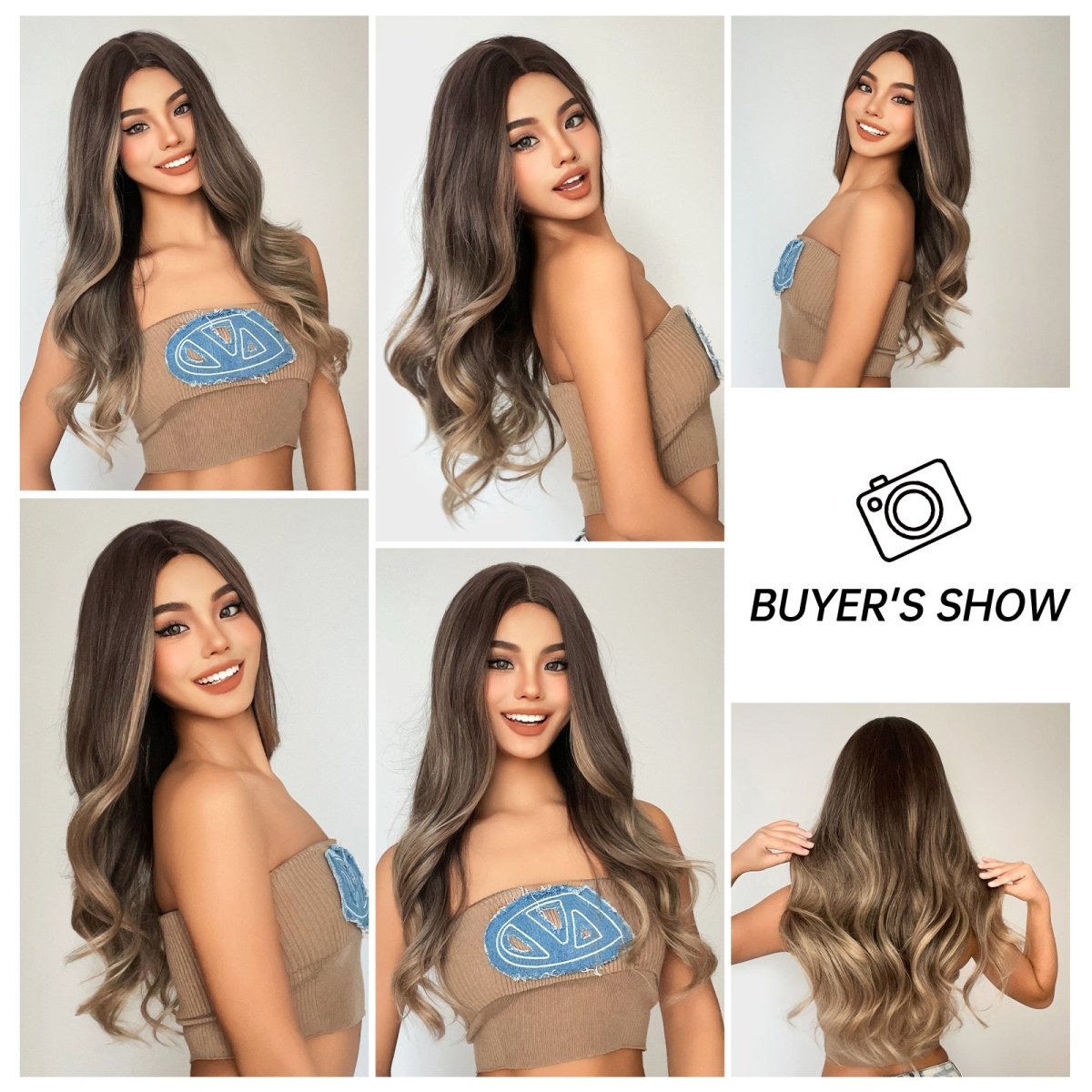 Soft Brown with Ash Blonde Highlights Wig - MARKETPLACE - Milk &amp; Honey Wigs