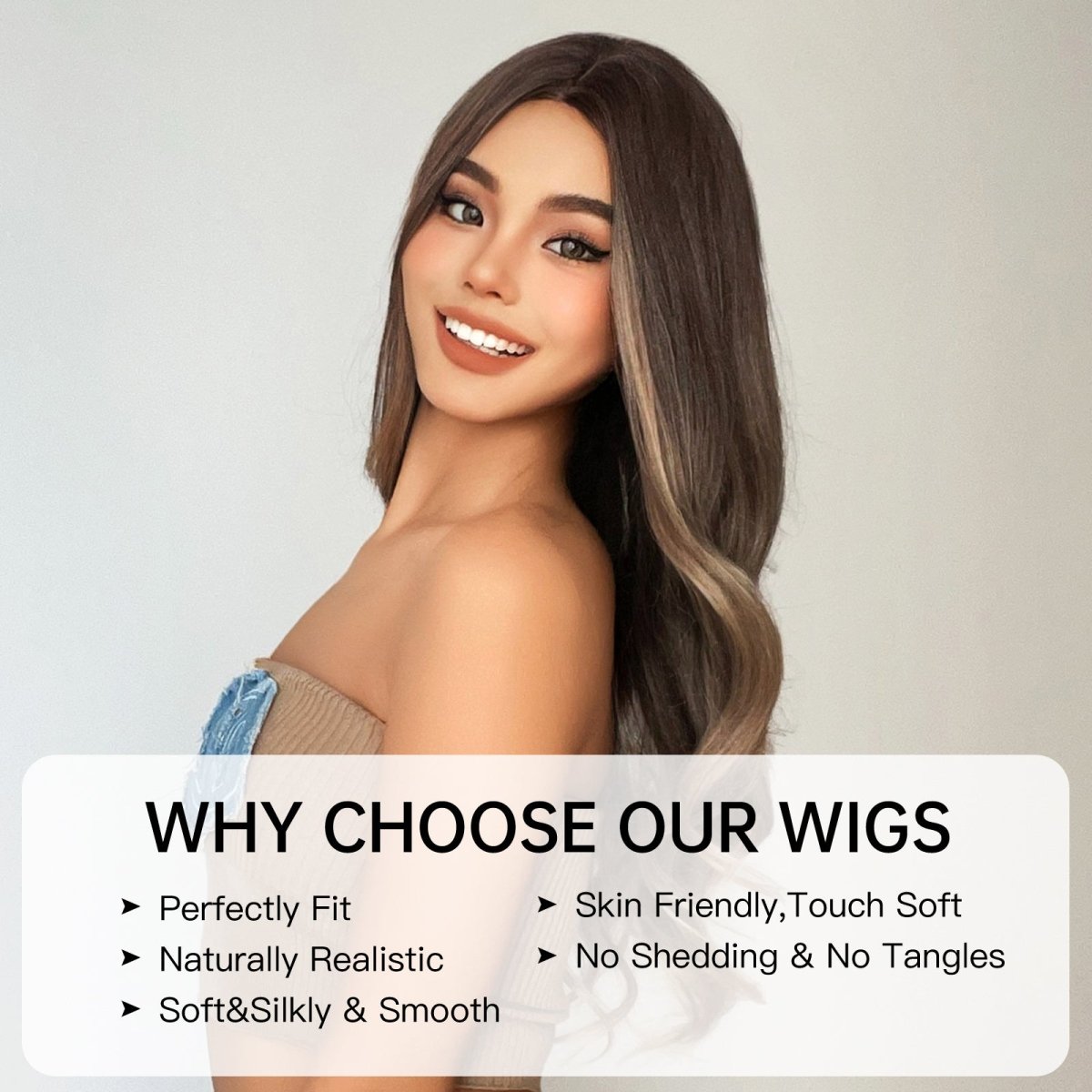 Soft Brown with Ash Blonde Highlights Wig - MARKETPLACE - Milk &amp; Honey Wigs