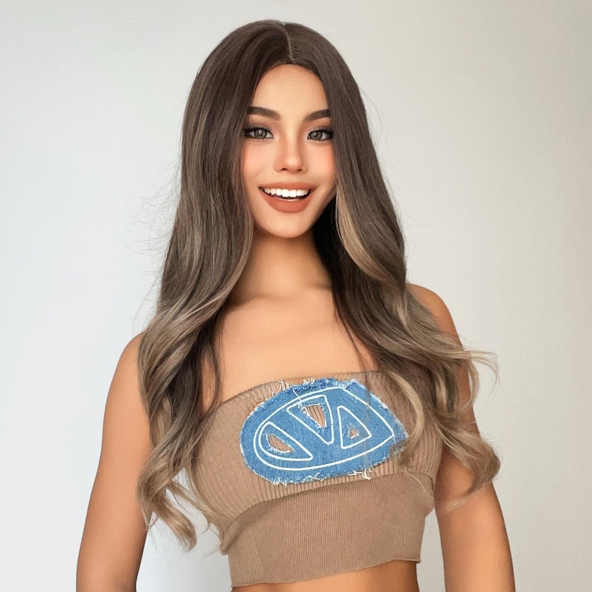 Soft Brown with Ash Blonde Highlights Wig - MARKETPLACE - Milk &amp; Honey Wigs