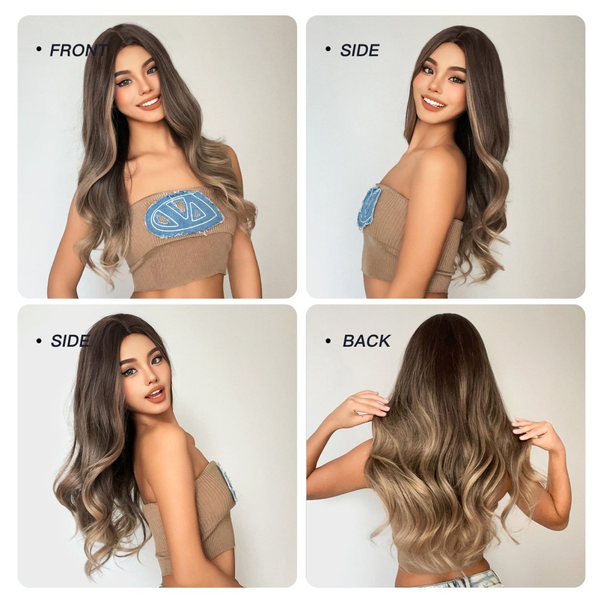 Soft Brown with Ash Blonde Highlights Wig - MARKETPLACE - Milk &amp; Honey Wigs