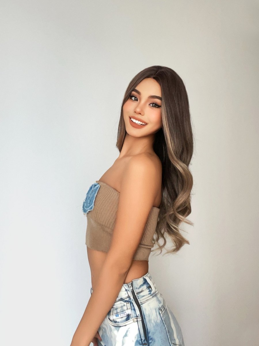 Soft Brown with Ash Blonde Highlights Wig - MARKETPLACE - Milk &amp; Honey Wigs