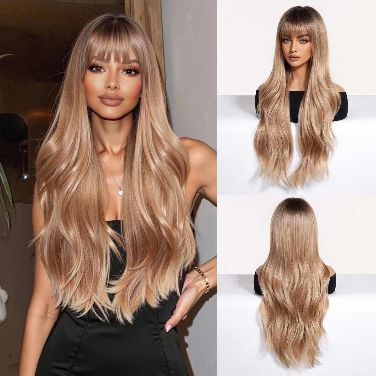 Soft Wavy Honey Brown Wig - MARKETPLACE - Milk &amp; Honey Wigs