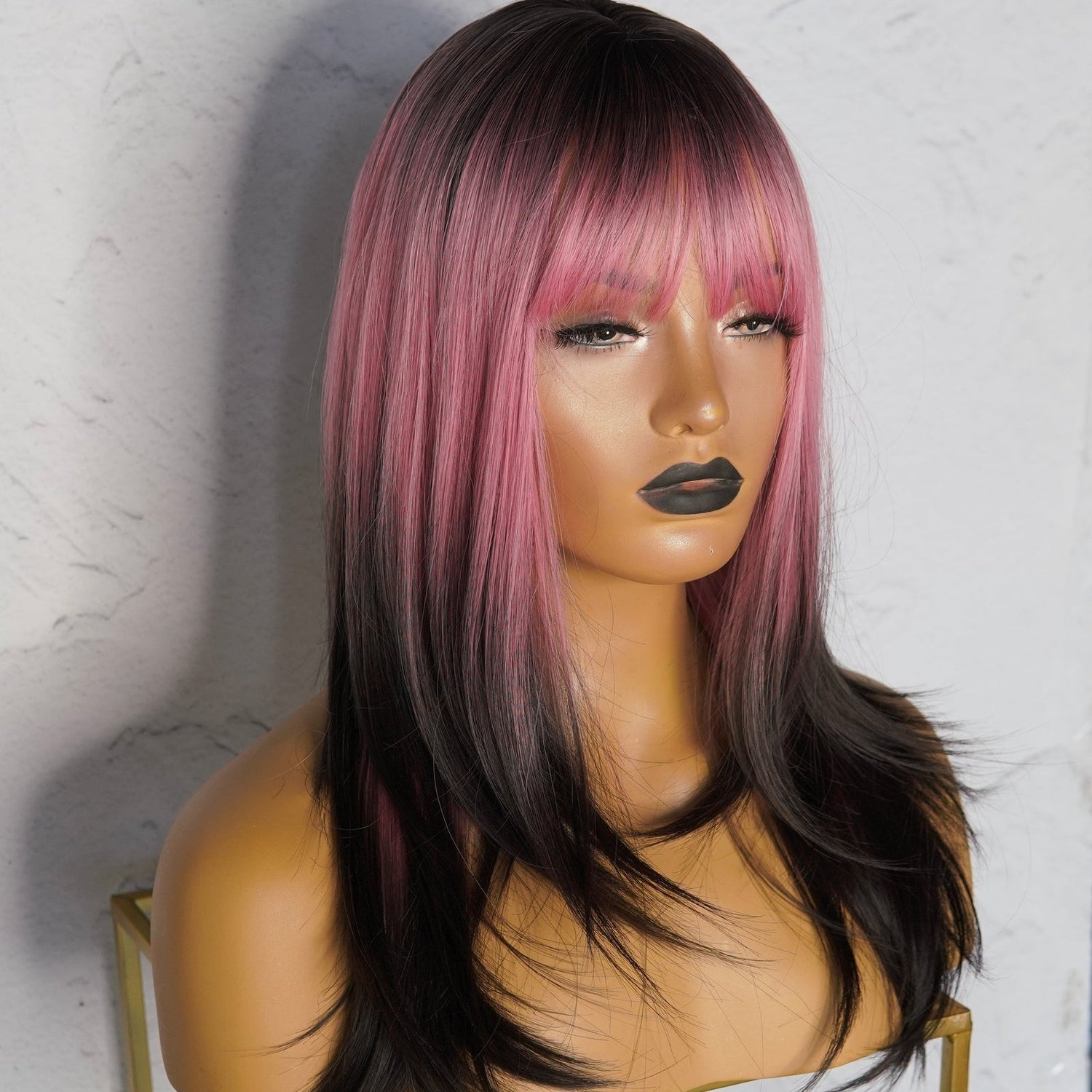 Sophia Ombre Pink Fringe Wig - Milk &amp; Honey Wigs