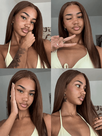 SOPHIE brown human hair lace front wig | Milk &amp; Honey Wigs
