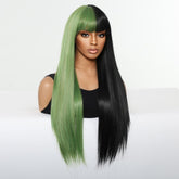 Split - Dye Black & Green with Full Fringe Wig - MARKETPLACE - Milk & Honey Wigs
