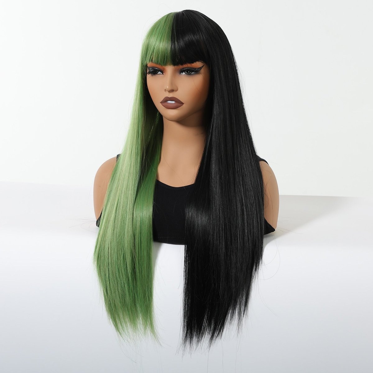 Split - Dye Black &amp; Green with Full Fringe Wig - MARKETPLACE - Milk &amp; Honey Wigs