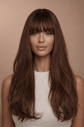 STACEY - Brown Ombre - Fringe Wig | Brown, 22 Inch, Fringe, Synthetic Hair | Milk & Honey Wigs