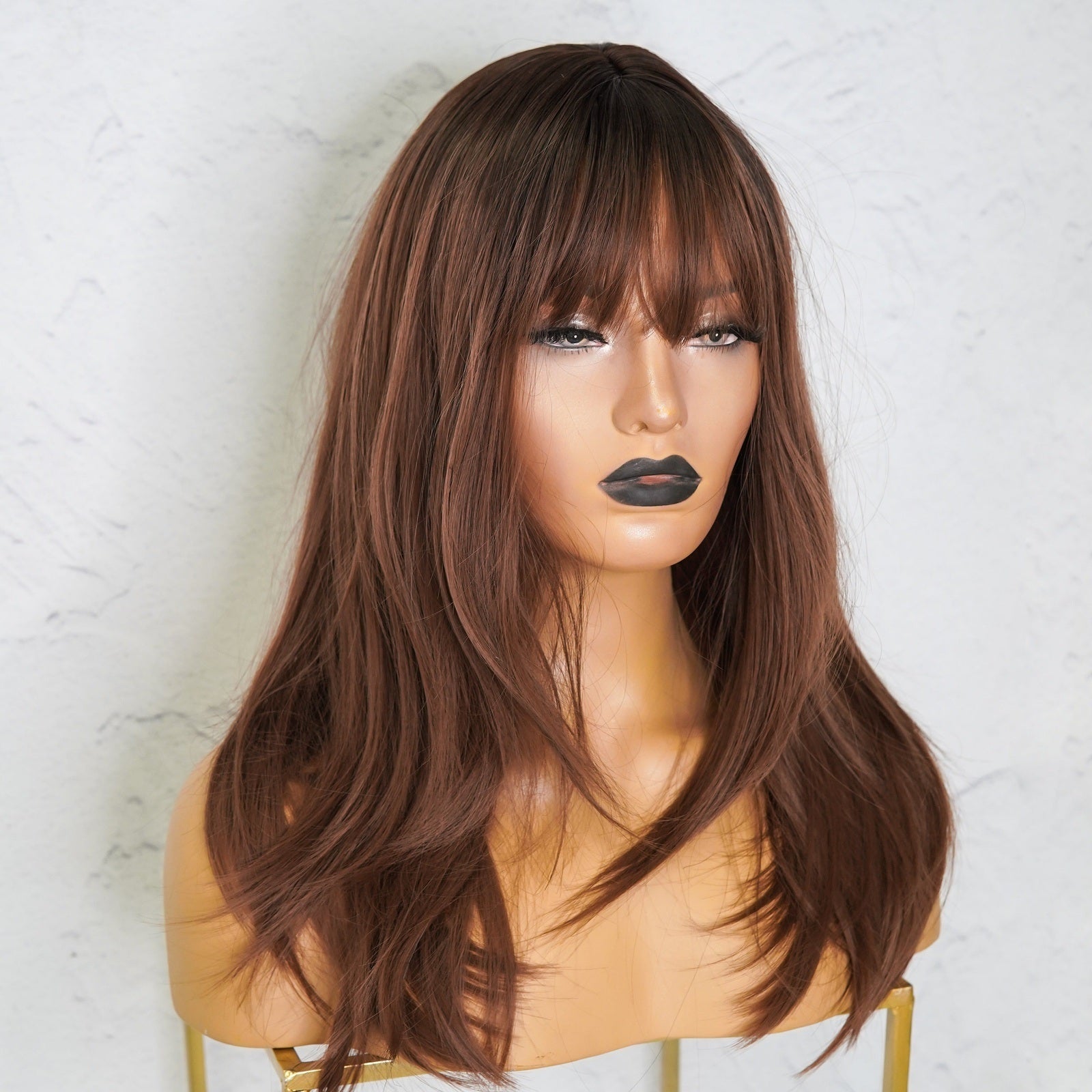 TESSA Brown 18&quot; Fringe Wig - Milk &amp; Honey Wigs