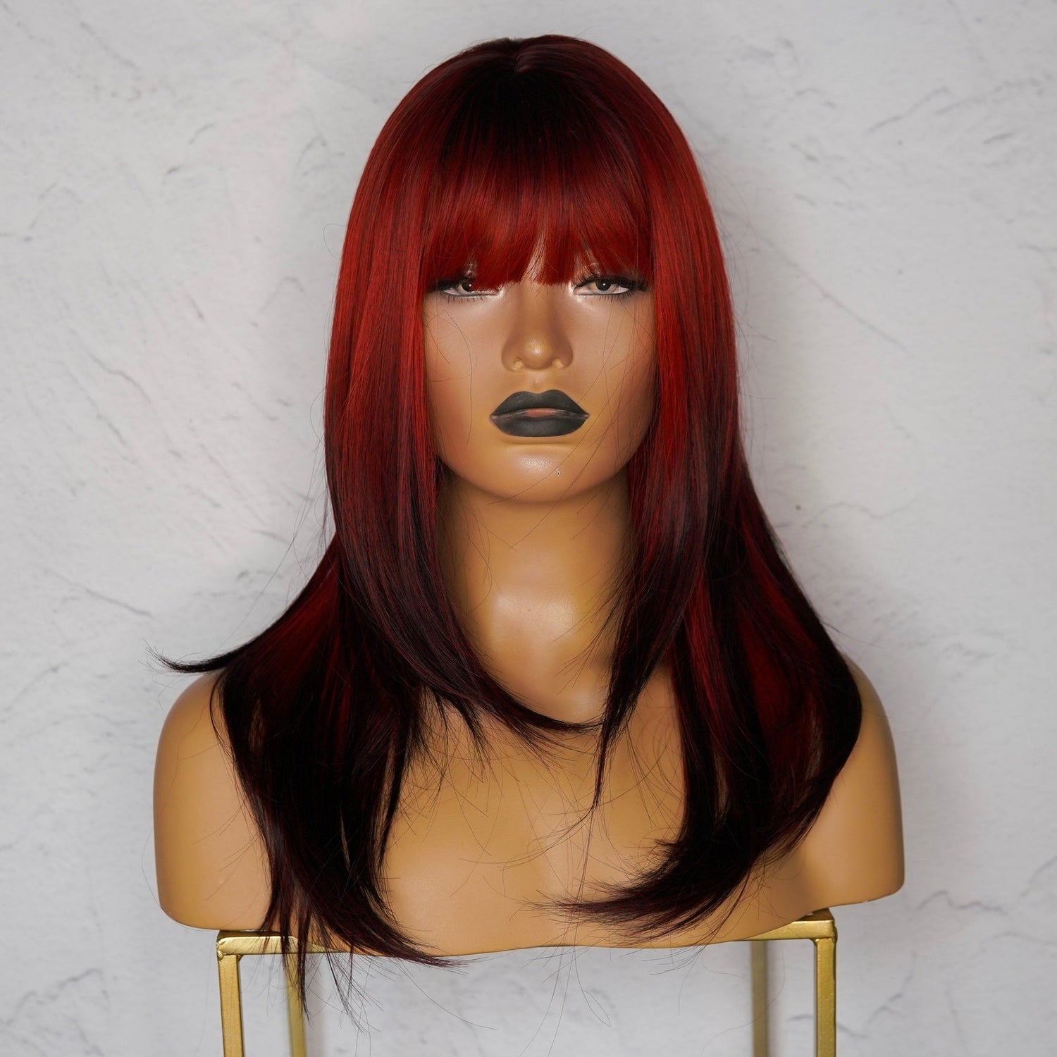 VALENTINA Ombre Red Fringe Wig - Milk &amp; Honey Wigs
