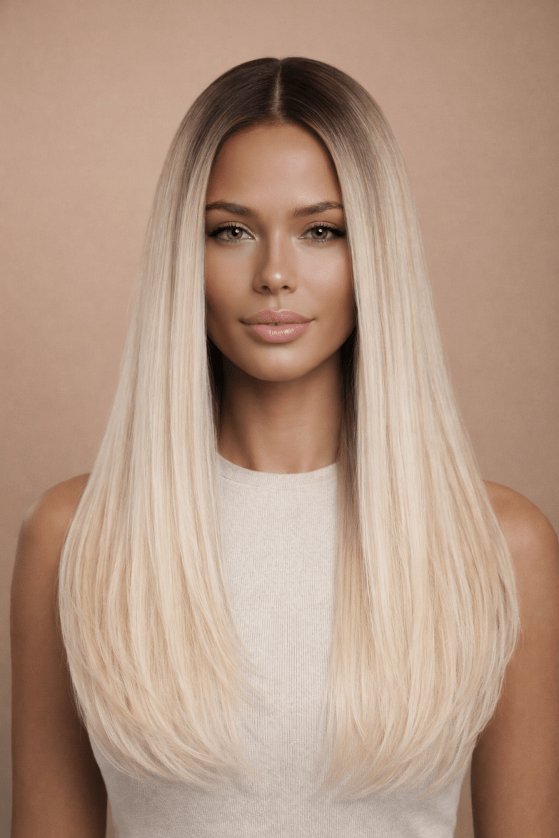 VALERIE - Ombre Platinum - Lace Front Wig | Blonde, 18 Inch, T-Part Lace Front, Synthetic Hair | Milk &amp; Honey Wigs