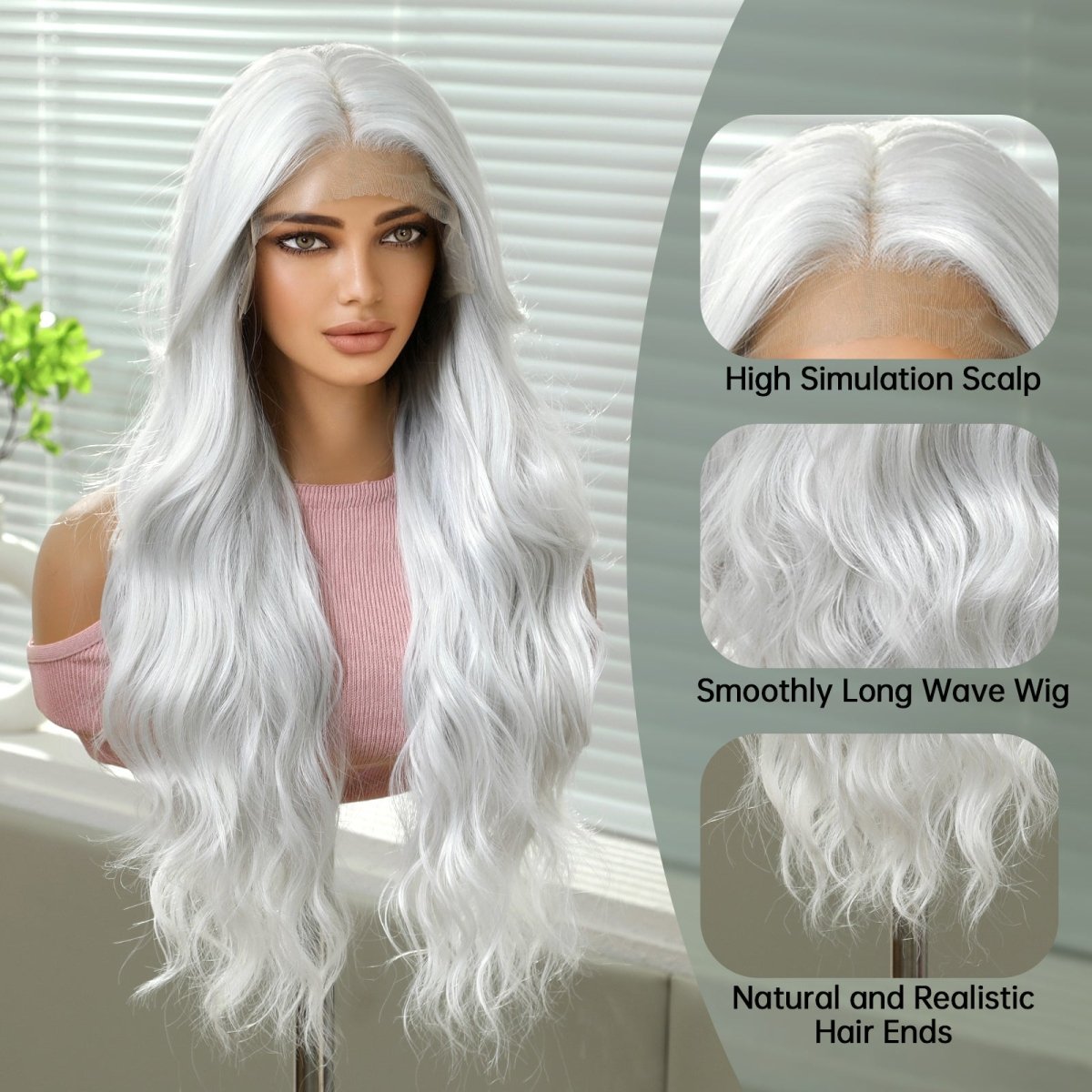 Wavy Long White Blonde 13x6 Lace Front Wig - MARKETPLACE - Milk &amp; Honey Wigs