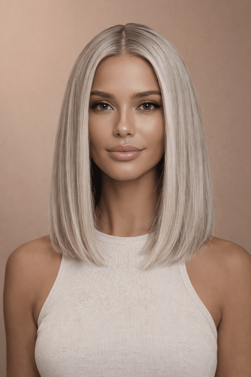 WINNY - Ash Blonde - Human Hair Wig | Blonde, 20 Inch, Mono Lace Front, Human Hair | Milk &amp; Honey Wigs