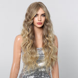 Long Natural Brown Synthetic Curly Wig - MARKETPLACE