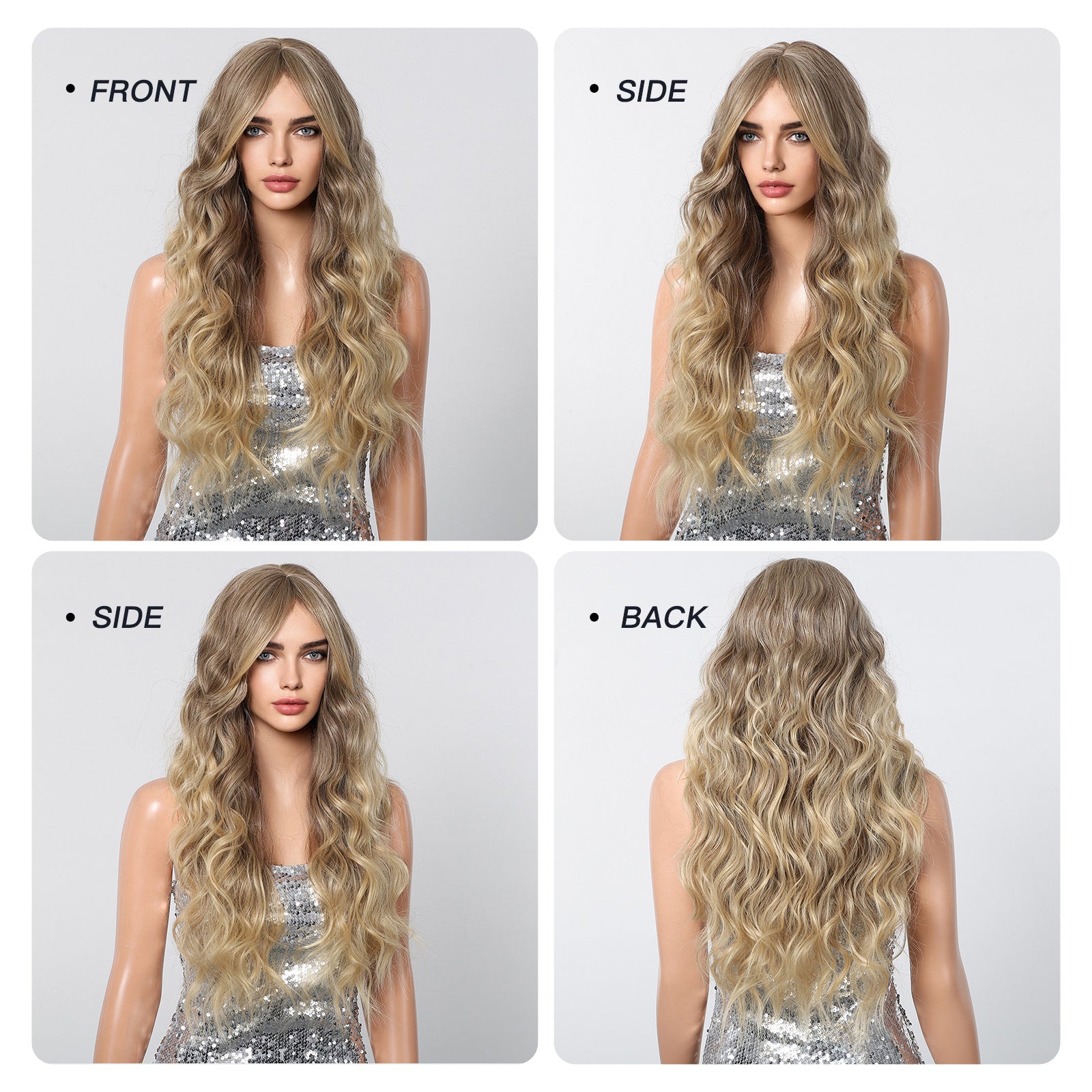 Long Natural Brown Synthetic Curly Wig - MARKETPLACE