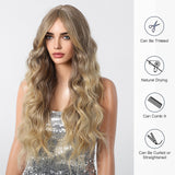 Long Natural Brown Synthetic Curly Wig - MARKETPLACE