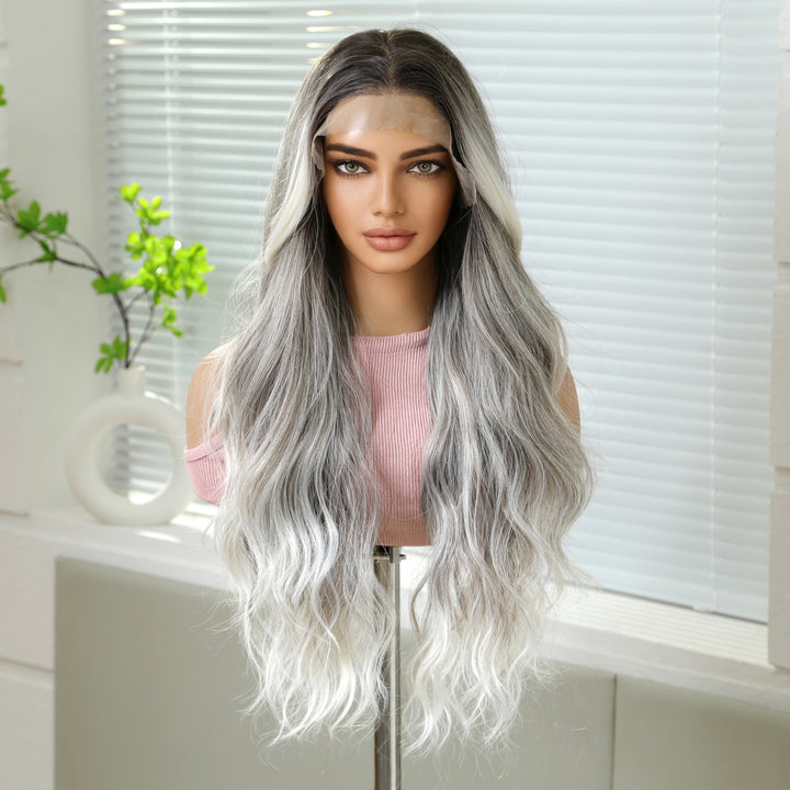 Ash Blonde Ombre Wavy 13x6 Lace Front Wig - MARKETPLACE