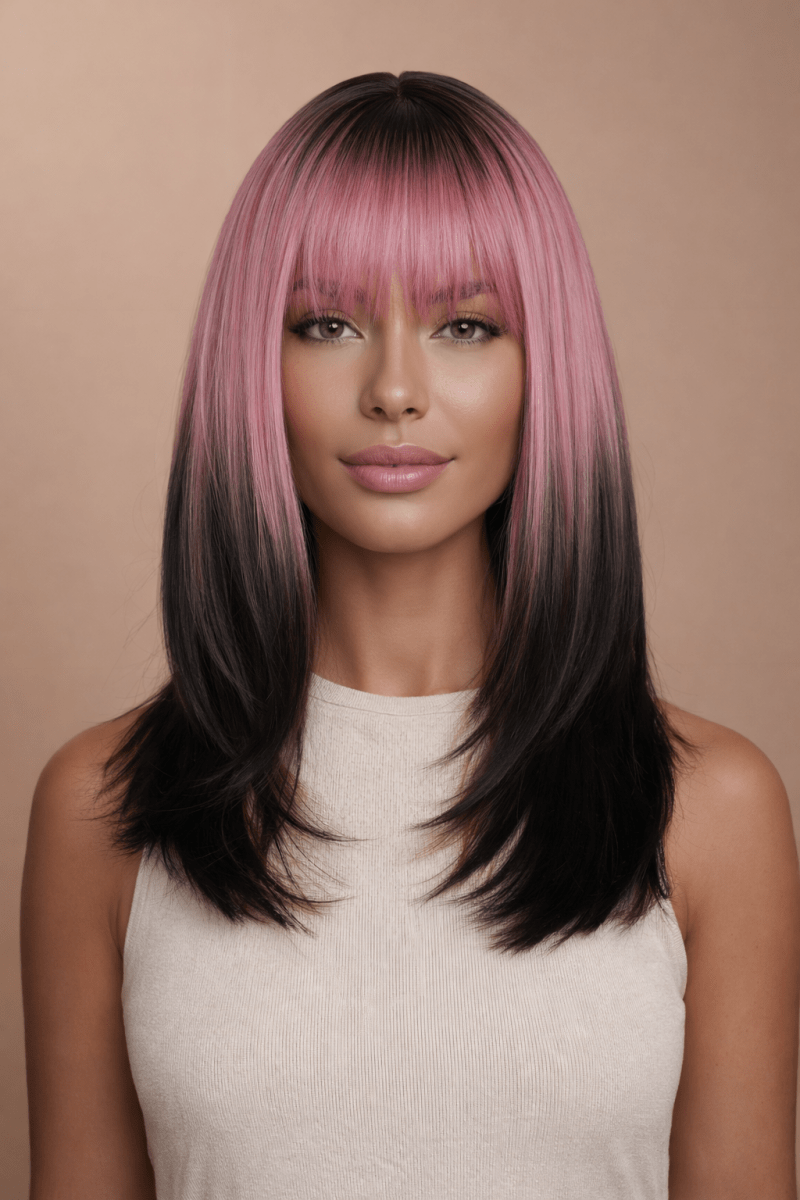 YURI - Ombre Pink - Fringe Wig - Milk &amp; Honey Wigs