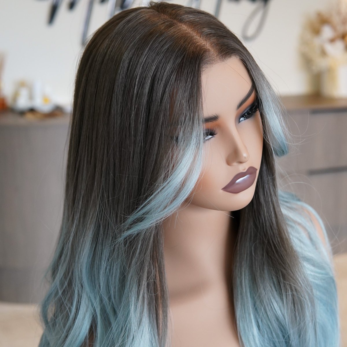 ZINA Teal Blue 13x6 Lace Front Wig - Milk &amp; Honey Wigs