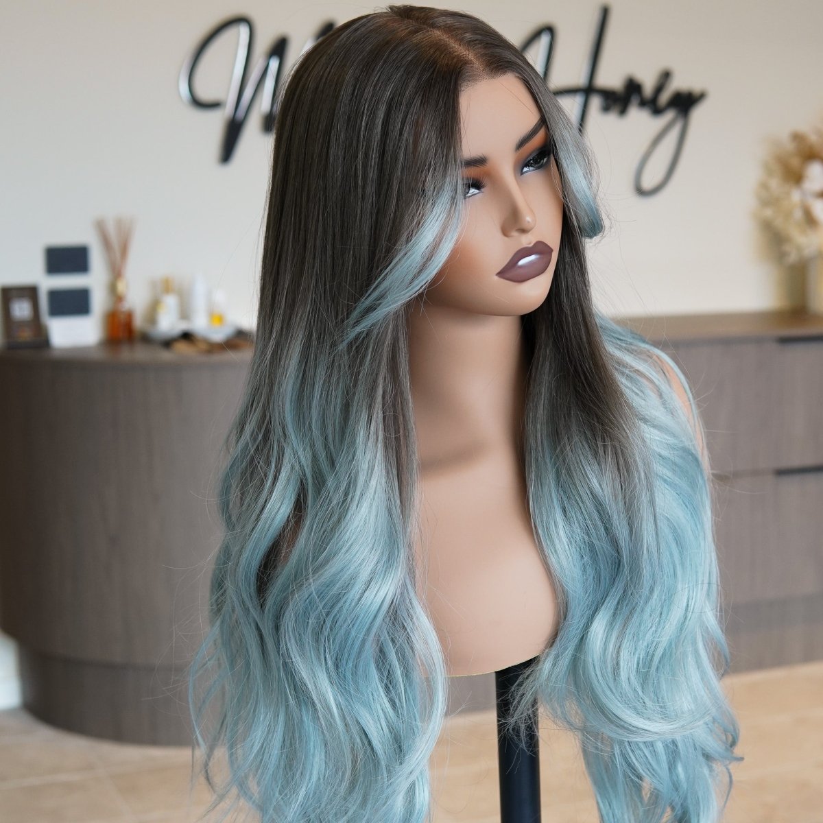 ZINA Teal Blue 13x6 Lace Front Wig - Milk &amp; Honey Wigs
