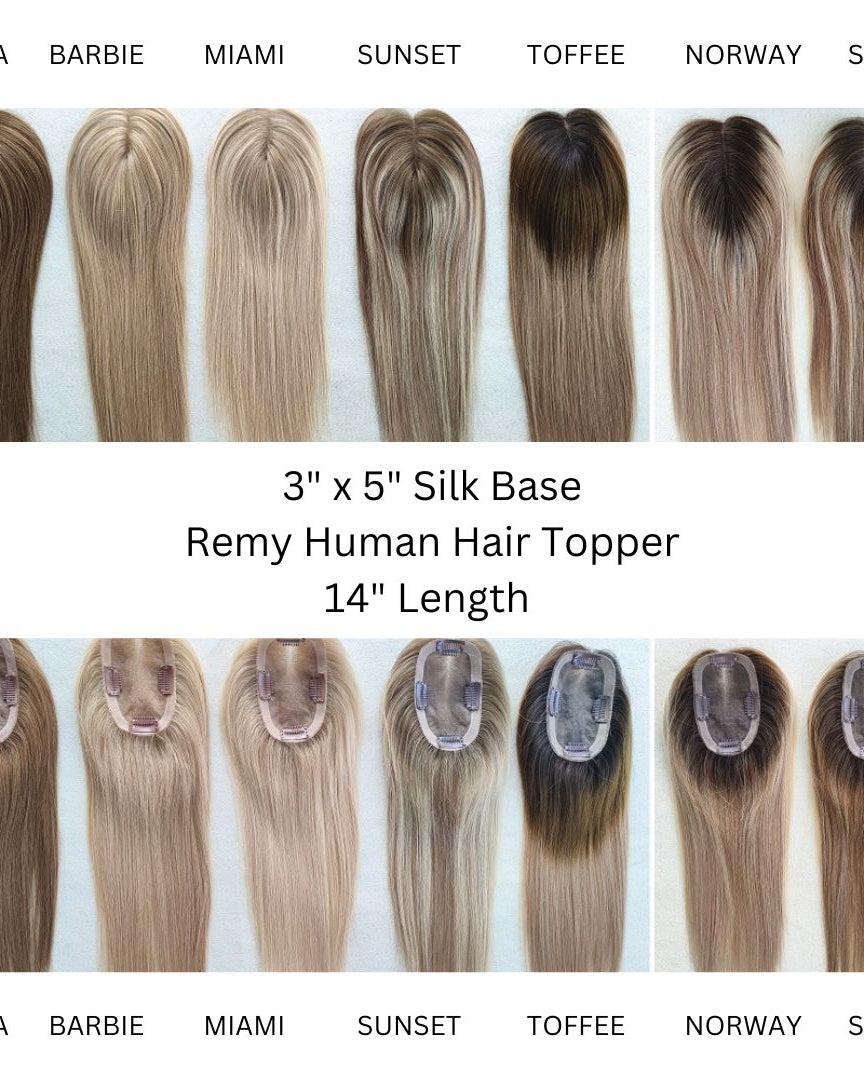 14'' Remy Human Hair Toppers 3 x 5 Silk Base - Milk & Honey