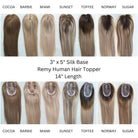 14'' Remy Human Hair Toppers 3 x 5 Silk Base - Milk & Honey