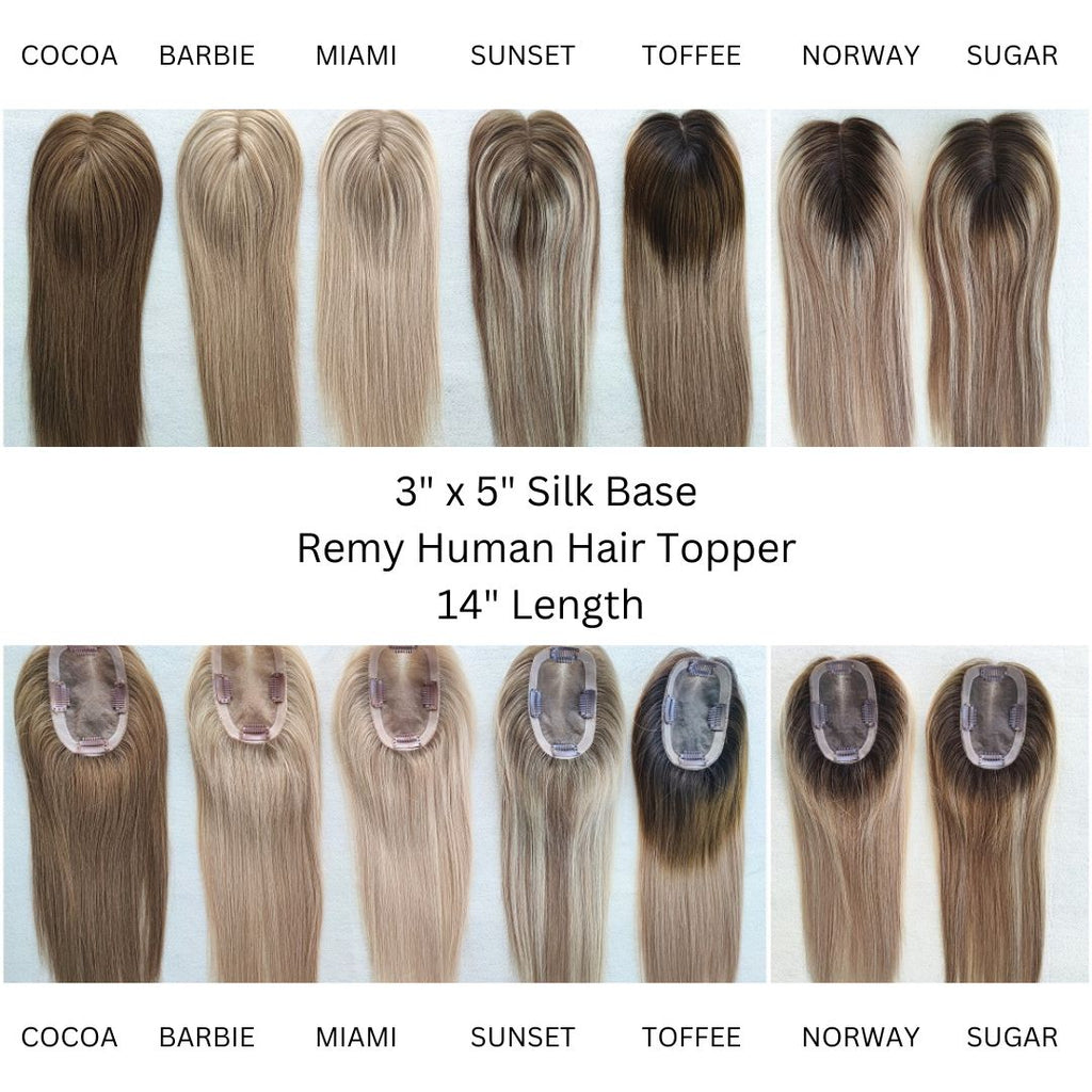 14'' Remy Human Hair Toppers 3 x 5 Silk Base - Milk & Honey