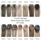 16'' Remy Human Hair Toppers 5 x 6.5 Silk Base - Milk & Honey Wigs